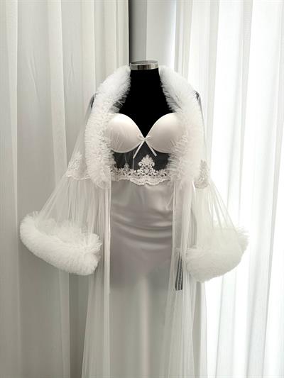 Lenna Ekru Tül İkili Özel Gecelik