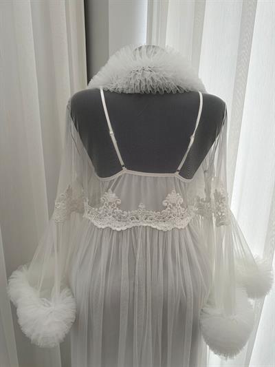 Lenna Ekru Tül İkili Özel Gecelik