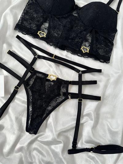 Bihter Siyah Jartiyer Takımı 