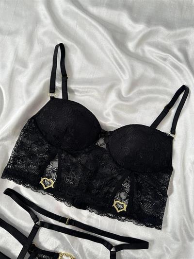 Bihter Siyah Jartiyer Takımı 