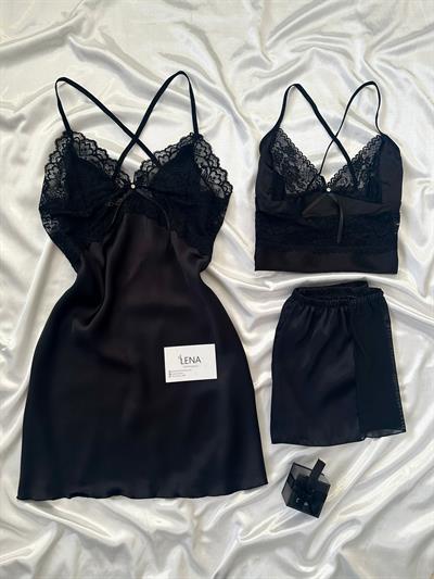 Black Diva 3lü Saten Takım