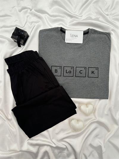 Black Gri Pamuk Erkek Şortlu Pijama Takımı