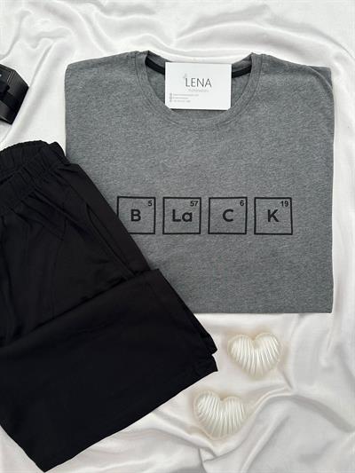 Black Gri Pamuk Erkek Şortlu Pijama Takımı
