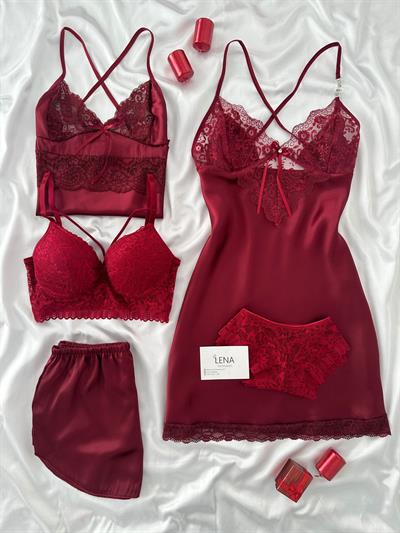 Bordo 5'Li Saten Seti