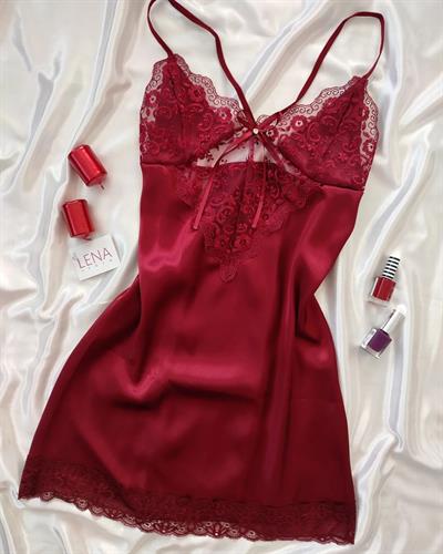 Bordo Candy Saten Gecelik