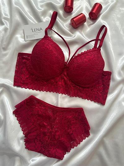 Bordo Destekli  Sütyen Takımı