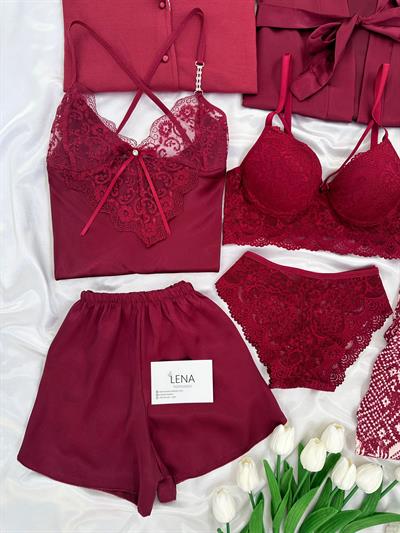Bordo Dört Mevsim 8li Çeyiz Set