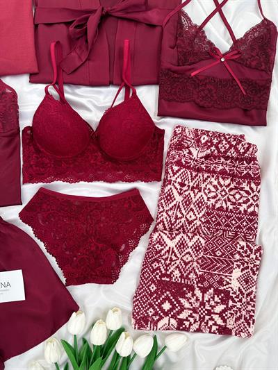 Bordo Dört Mevsim 8li Çeyiz Set