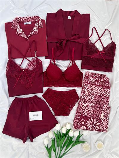 Bordo Dört Mevsim 8li Çeyiz Set