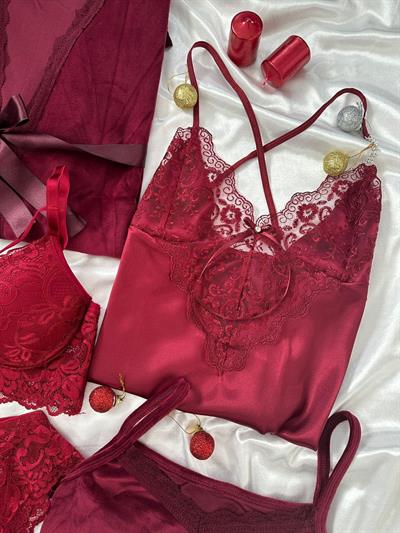 Bordo Elegant 8li Kadın Çeyiz Seti 