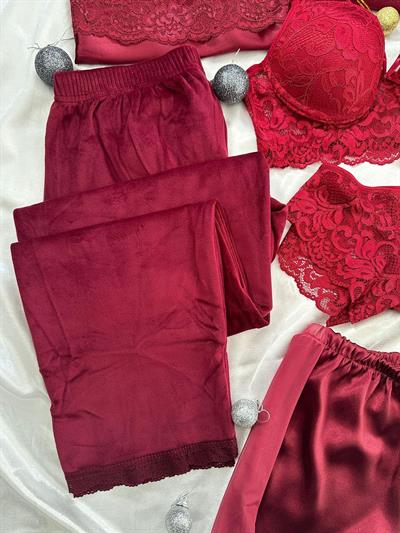 Bordo Elegant 8li Kadın Çeyiz Seti 