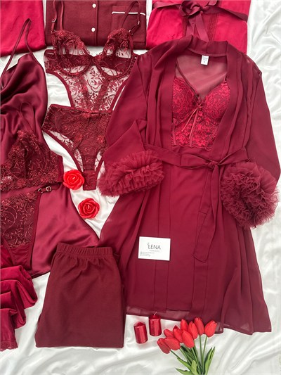 Bordo Excellent 11 Parça Lüks Çeyiz Seti