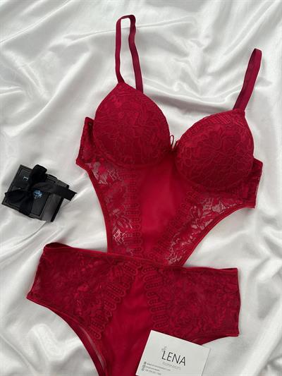 Bordo Forix Destekli Kopçalı Bodysuit
