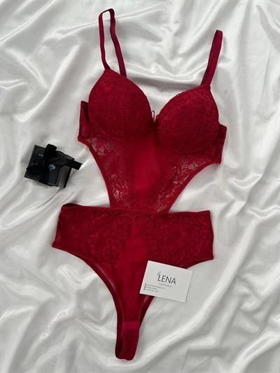 Bordo Forix Destekli Kopçalı Bodysuit