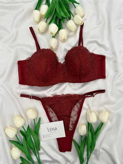 Bordo Lotus Sütyen Takımı