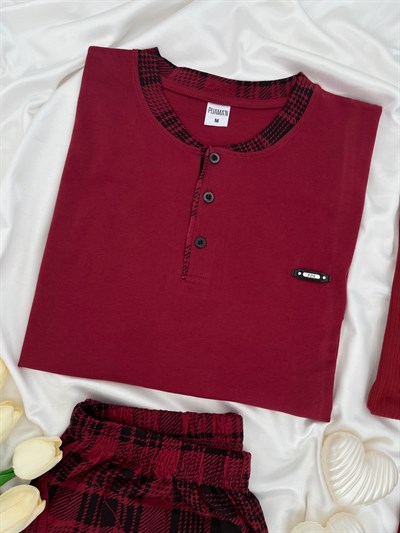 Bordo Sevdam Çift Pijaması