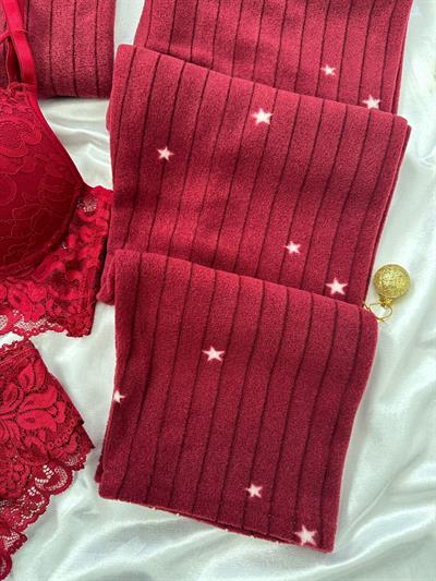 Bordo Starly Polar Pijama Seti 