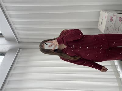 Bordo Starly Polar Pijama Seti 
