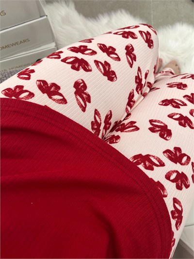 Bordo Surprise Kurdele Desenli Berlin Pijama Takımı