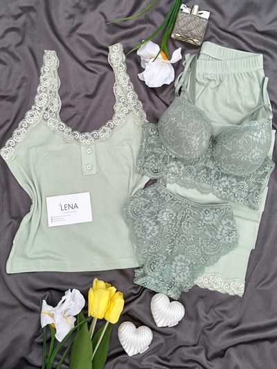 Çağla Fransis Dörtlü Pijama & Çamaşır Seti