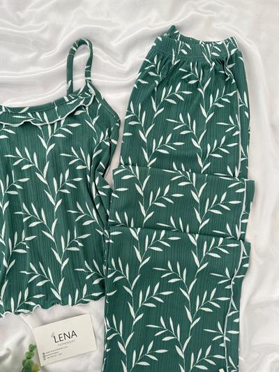 Çağla Yaprak Askılı Pijama Takımı