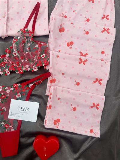 Cherry Bomb Dörtlü Kısa Kollu Pijama Takımı