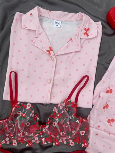 Cherry Bomb Dörtlü Kısa Kollu Pijama Takımı