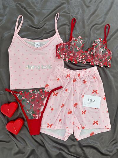 Cherry Bomb İç Çamaşırlı Şortlu Pijama Takımı