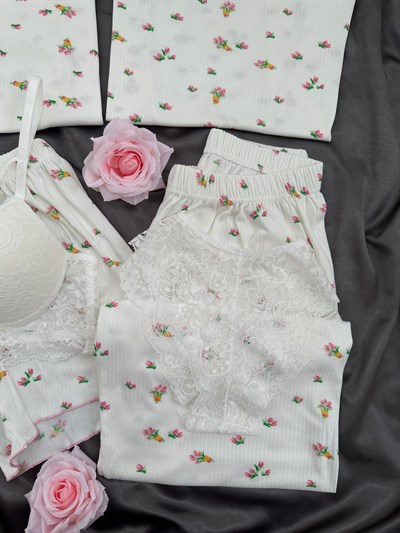 Çiçek Buketi Desenli 6lı Oslo Pijama Takımı