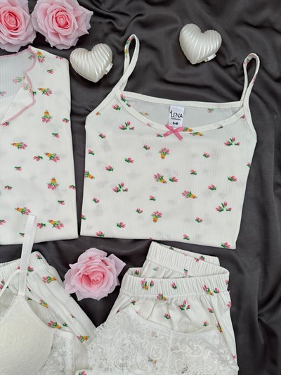 Çiçek Buketi Desenli 6lı Oslo Pijama Takımı