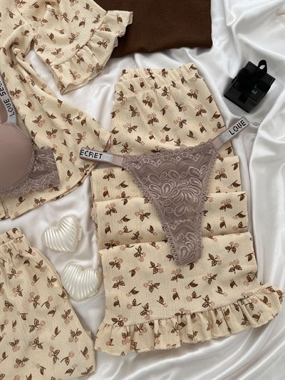 Çiçek Dalı 6lı Pijama & Çamaşır Seti