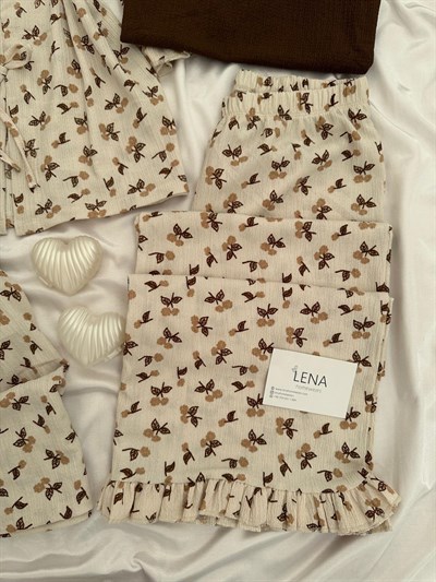 Çiçek Dalı Dörtlü Pijama Takımı