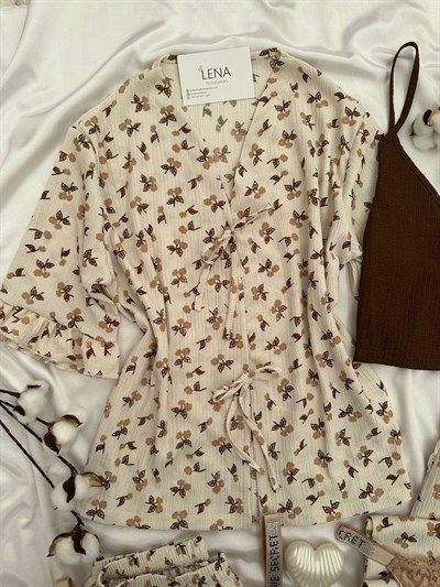 Çiçek Dalı İç Çamaşırlı 6lı Pijama Takımı