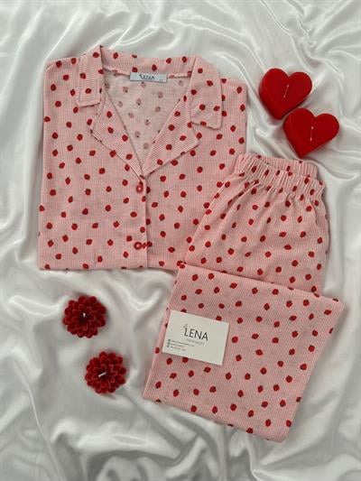 Çilek Buketi Kısa Kollu Pijama Takımı 