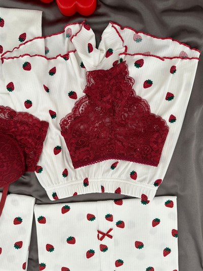 Çilek Desenli 6lı Oslo Pijama Takımı