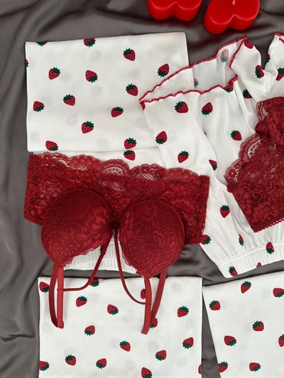 Çilek Desenli 6lı Oslo Pijama Takımı