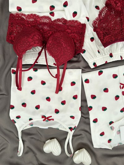 Çilek Desenli 6lı Oslo Pijama Takımı