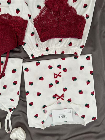 Çilek Desenli 6lı Oslo Pijama Takımı