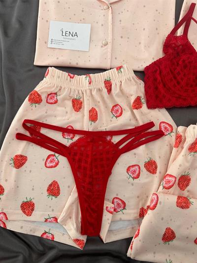 Çilek Devri 6lı Kısa Kollu Pijama Takımı