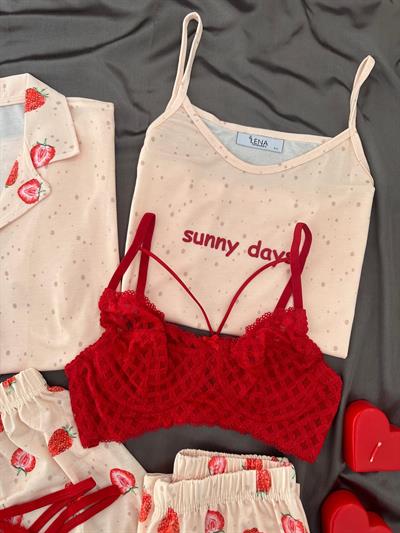 Çilek Devri 6lı Kısa Kollu Pijama Takımı