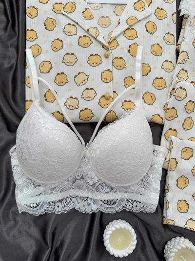 Civciv Desenli Düğmeli Dörtlü Pijama Seti 🐥