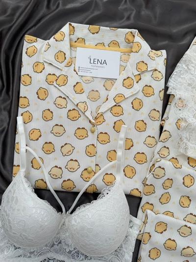 Civciv Desenli Düğmeli Dörtlü Pijama Seti 🐥