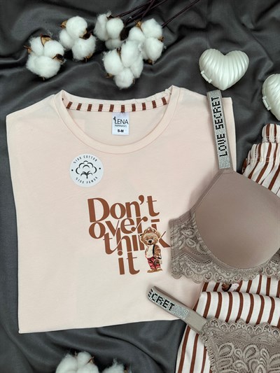 Çizgili Ayıcık Dörtlü Pijama & Çamaşır Seti