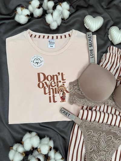 Çizgili Ayıcık Dörtlü Pijama & Çamaşır Seti