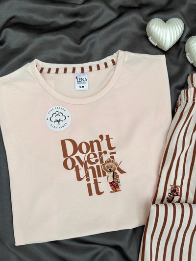 Çizgili Ayıcık Pamuk Kısa Kollu Pijama Takımı