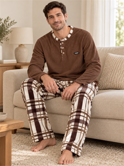Coffe Polar Erkek Uzun kollu Pijama Takımı