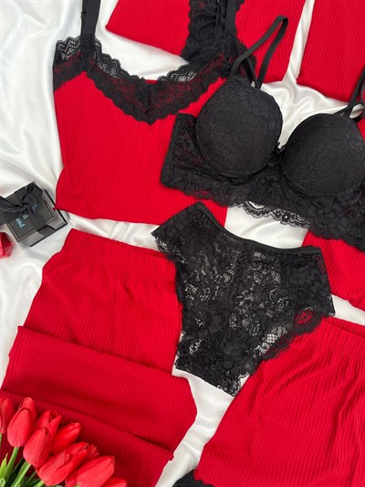 Decarte 8li Özel Tasarım Pijama & Çamaşır Çeyiz Seti