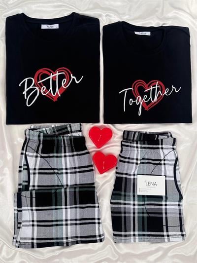 Diğer Yarım Şortlu Çift Pijama Takımı