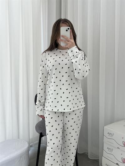 Drovse Fiyonk Desenli Dörtlü Pijama Seti