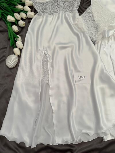 Enchante Lüks Dantelli Yırtmaçlı Uzun Gecelik & Sabahlık 